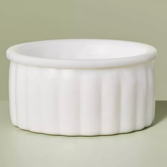 Hearth & Hand Ribbed Milk Glass Bathroom Trinket Dish White NWT - Picture 1 of 4